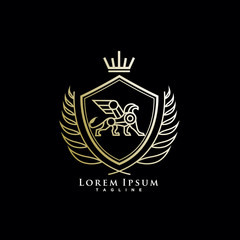 heraldic, luxury griffin logo design