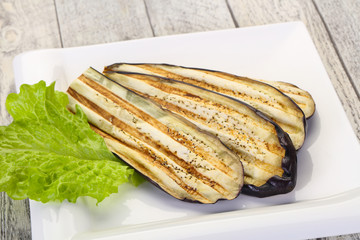 Grilled eggplant in the bowl