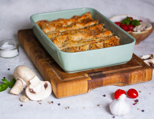Vegetarische Spinat-Pilz-Lasagne