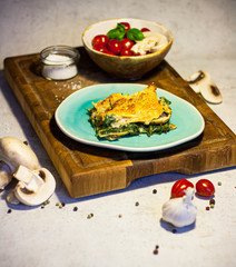 Vegetarische Spinat-Pilz-Lasagne