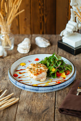 Chicken breast grilled steak with vegetable salad 