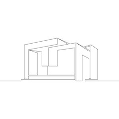 Fashionable minimalistic country house, modern architecture. Abstract logo