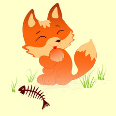 Funny little fox vector character illustration