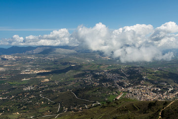 Fototapeta premium Erice in Sicily, beautifully located 750 m above sea level medieval norman fortress Castello di Venere