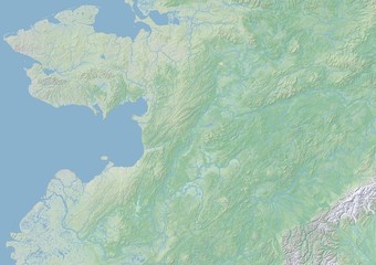 High resolution topographic map of Yukon flats in Alaska with land cover, rivers and shaded relief in 1:1.000.000 scale.	
