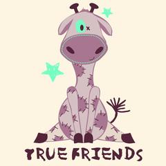 Cute little giraffe safari adventure vector character illustration