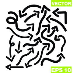 Set of black vector arrows. Arrows icon. Arrow vector icon.
