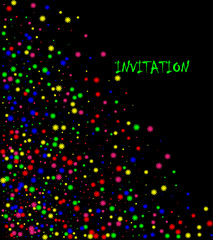 Colorful explosion of confetti. Colored glitter and sprinkles. Grainy abstract holiday illustration. Isolated on black background.