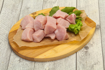 Raw fresh pork meat cube
