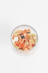 diced vegetables on an isolated background