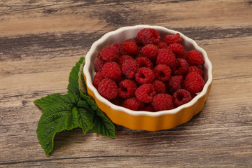 Red bright ripe sweet raspberry