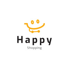 Fototapeta na wymiar Happy smile shopping cart logo icon template. Vector illustration. Modern design