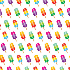 Seamless ice cream with colorful on white background, suitable for summer background