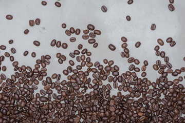 Roasted coffee beans background with copy space for your text