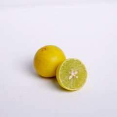 Set of lemons, with half. white background