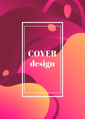 Abstract trendy fluid wavy neon background. Orange, yellow, pink, red wine colors with gradient. Modern 3d style. Applicable for cover, brochure, flyer template design. Vector illustration, Eps10.