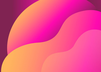 Abstract trendy fluid wavy neon background. Red, orange, yellow, pink, candy colors with gradient. Applicable for landing page, cover, brochure, flyer, album design etc. Vector illustration.