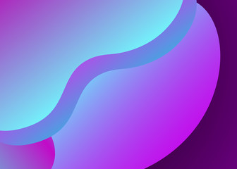 Abstract trendy fluid wavy neon horizontal background. Cyan, blue, mint, moonlight, violet colors with gradient. Applicable for landing page, cover, brochure, flyer design etc. Vector illustration.