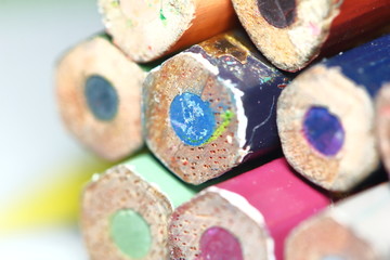 many pencil color for drawing in macro for background