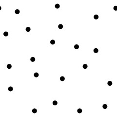 Seamless trendy abstract Memphis pattern. Black and white polka dot, simple design. Vector illustration. Applicable for backgrounds, wrapping paper, textile concepts.
