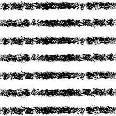 Obraz premium Seamless trendy black and white abstract striped pattern. Dye brush or charcoal or chalk texture. Vector illustration. Applicable for backgrounds, wrapping paper, textile concepts.