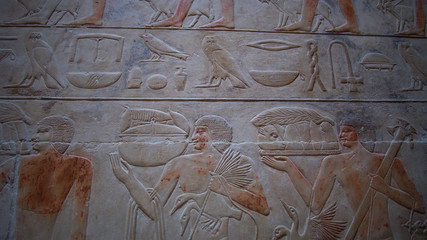 Egypt color paint hieroglyphic  abundance of Niles river people with food and farming