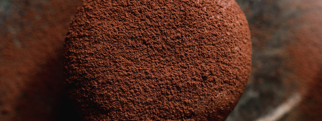 Close up of chocolate cake dessert mono portion.