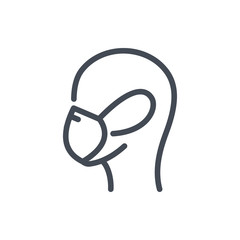 Man in face mask line icon. Medical face mask protection vector outline sign.