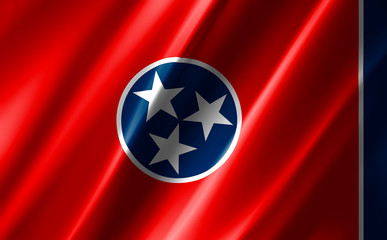 Image of the waving flag American state Tennessee (3D rendering)