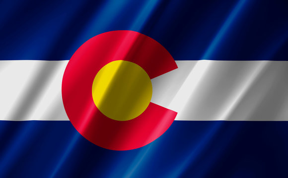 Image of the waving flag American state Colorado (3D rendering)
