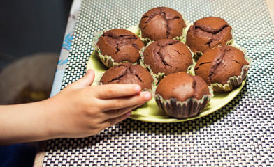 chocolate cakes baked by children