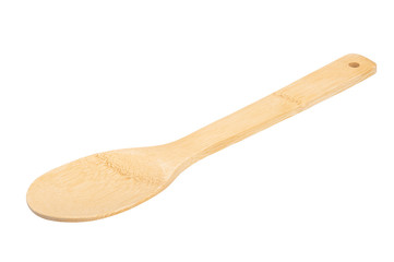 wooden bamboo spatula spoon isolated on white