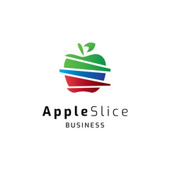 Apple slice logo icon template. Vector illustration. Modern design