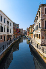 canal in venice, Italy, with beautiful water reflection and colors
