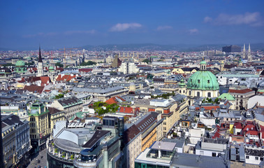 An aerial view of Vienna, Austria from St. Stephen's Cathedral.
