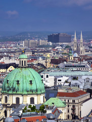 An aerial view of Vienna, Austria from St. Stephen's Cathedral.