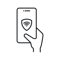 VPN wireless icon on smartphone - symbol of mobile vpn usage - vector