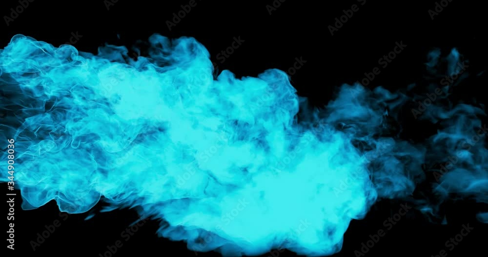 Aufkleber 4k seamless loop of blue smoke on black background, abstract fluid simulation. 3d rendering