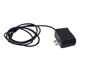 adapter Black   for mobile phone charging  isolated on white background