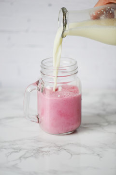 Pink latte with beetroot juice
