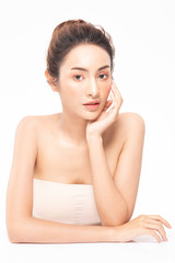 Beauty asian women portrait face with natural skin and skin care healthy hair and skin close up face beauty portrait.Beauty Concept.