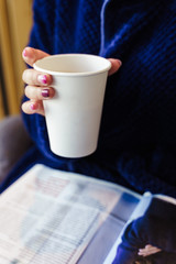 Morning coffee and magazine