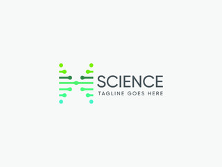 Fototapeta premium Science laboratiry sign, molecular new technology symbol.DNA logo design template