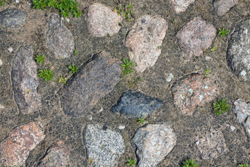 Stone block road pavement