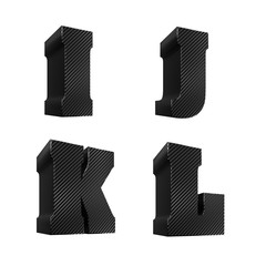 Carbon fiber alphabet, letters I to L
