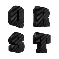 Carbon fiber alphabet, letters Q to T