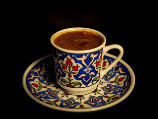 Turkish coffee with traditional coffee cup