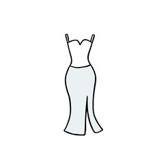 wedding dress doodle icon, vector illustration