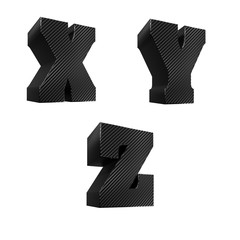 Carbon fiber alphabet, letters X to Z