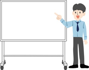 ホワイトボードと男性の先生のイラスト Wall Mural Wallpaper Murals Zstockill